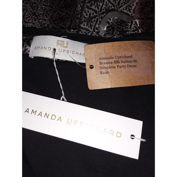NWT Sz M Amanda Uprichard Elegant Strapless Brocade Metallic Dress - Picture 4 of 7